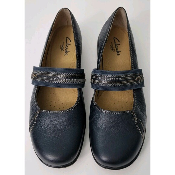 CLARKS Active Air Geraldine Womens 9 Mary Jane 81539 Navy Blue Leather Shoes - Picture 2 of 10